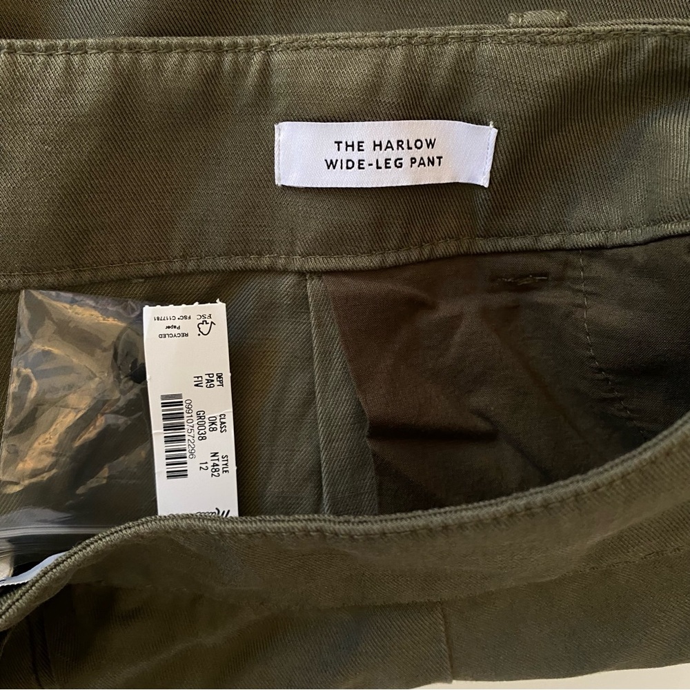 NWT 🫒 Madewell Harlow Wide-Leg Pants, Full Length, Linen Blend, Olive Green, 12 - Picture 11 of 16